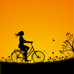 Fahrradfahrerin silhouette