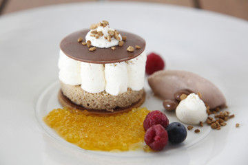 Delicious panna cotta dessert mixed berry .