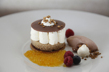 Delicious panna cotta dessert mixed berry .
