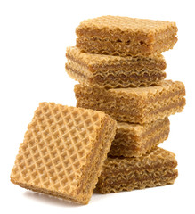 Wafers or honeycomb waffles isolated on white background
