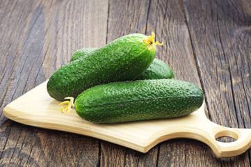 Cucumber on cutting board