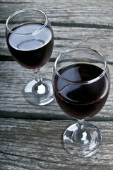 Wine glass on a wooden table