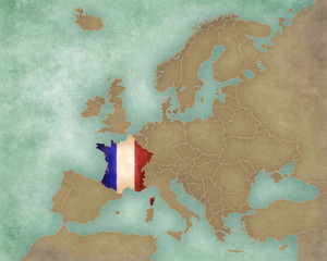 Map of Europe - France (dark)