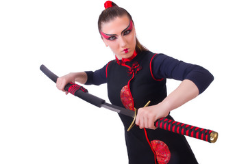Woman in japanese martial art concept