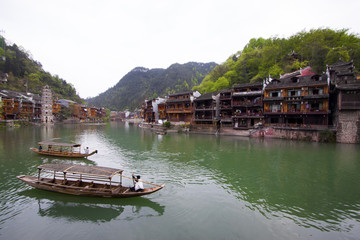 Fototapeta na wymiar Tuojiang River both banks scenery in Phoenix County, china