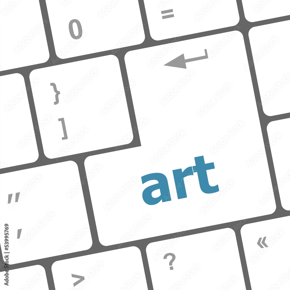 Poster art button on computer keyboard key