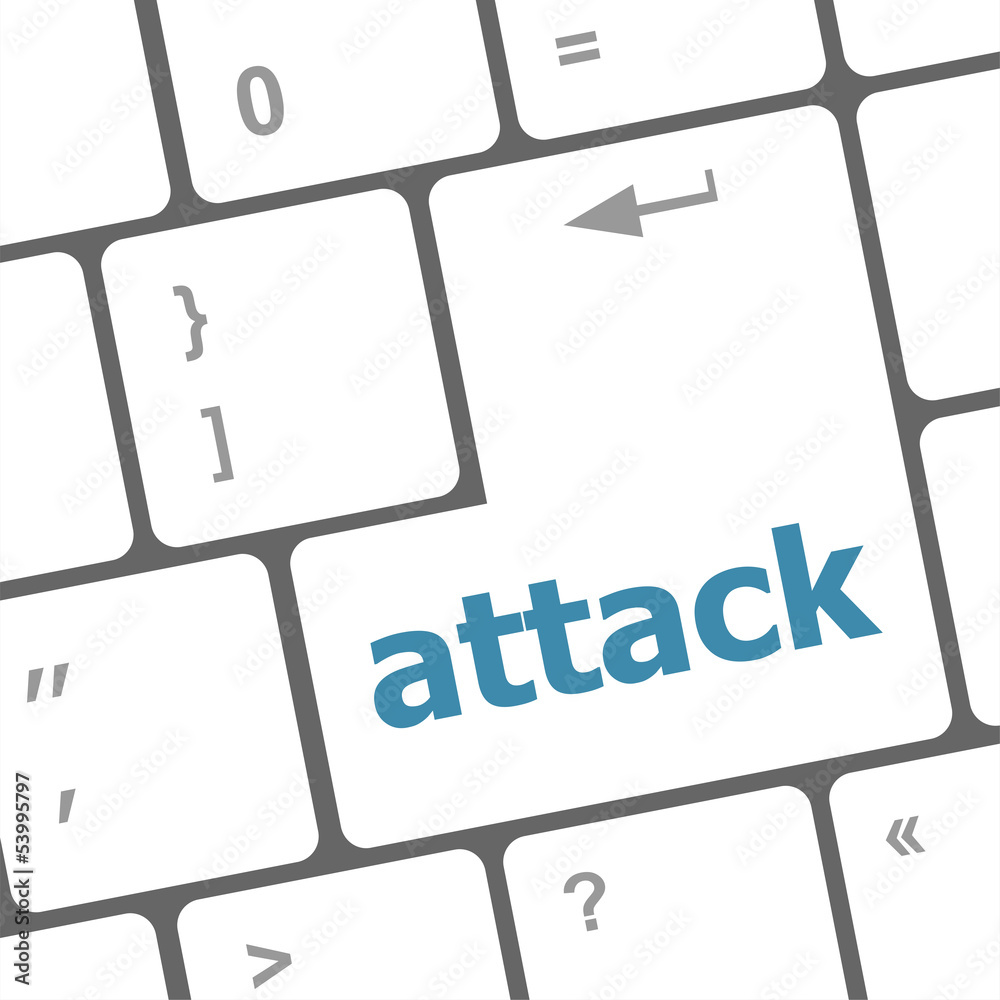 Poster attack button on computer keyboard key