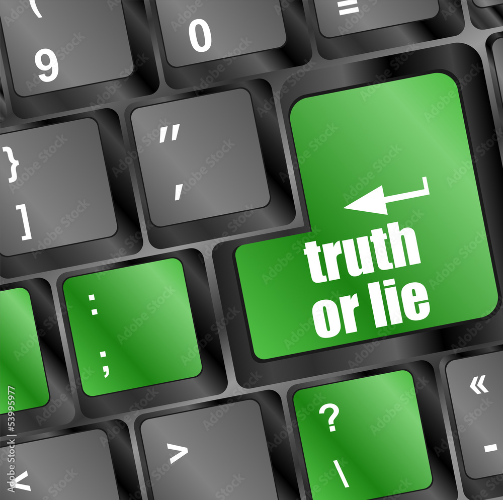 Poster truth or lie button on computer keyboard key