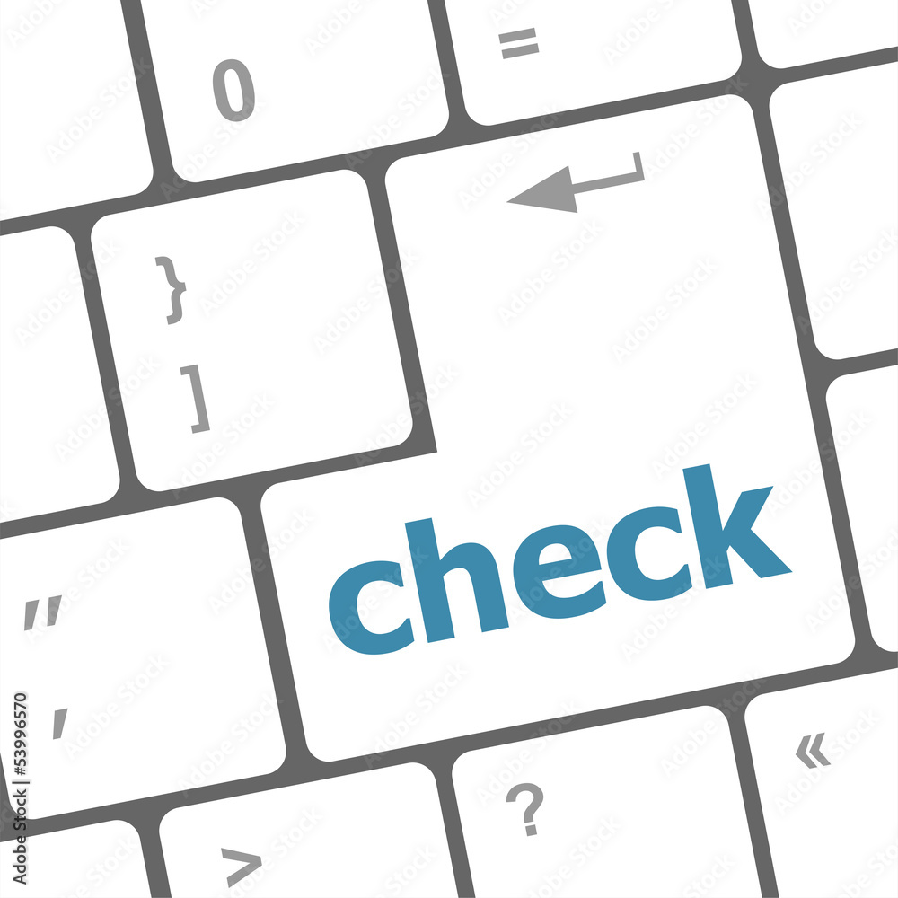 Poster check button on computer pc keyboard key