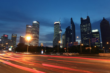 Fototapeta na wymiar Shanghai city car light trails