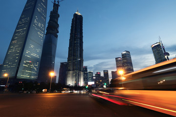 Fototapeta premium Shanghai city car light trails