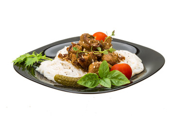 Rice noodles with pork and herbs