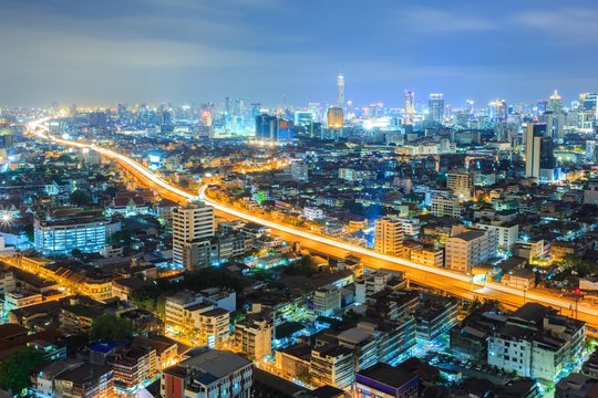 Bangkok downtown Skyline at night