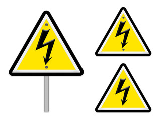 The Sign of danger of electricity from high voltage isolated on