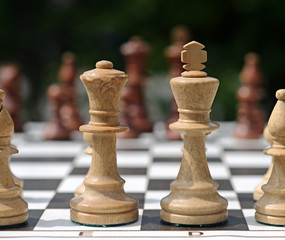 white chess pieces on the board