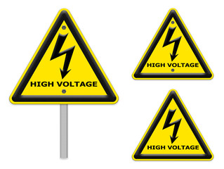 The Sign of danger of electricity from high voltage isolated on