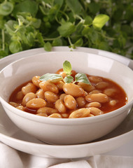 Bean with tomatoes sauce