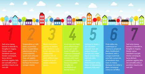 Banners with small town. Vector illustration.