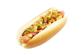 Hotdog auf weißem Hintergrund