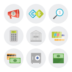 Finance icons in flat design