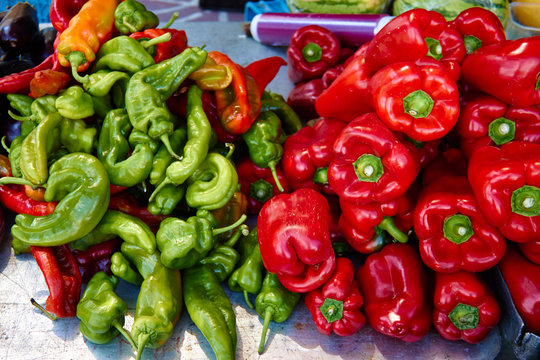 peppers kept in abundance for sale at the market.