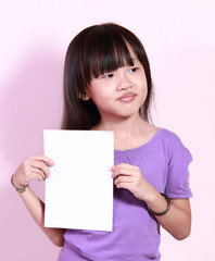 Girl and white paper