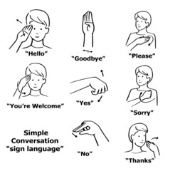 sign language, finger alphabet, part of a series. - 54005736