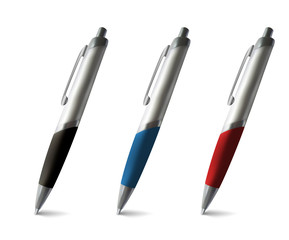 Set of three metal ballpoint pens