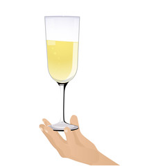 champagne glass over white background in the hand