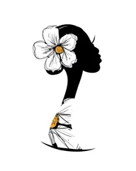 Rolgordijnen Vrouwelijk hoofd silhouet voor uw ontwerp © Kudryashka