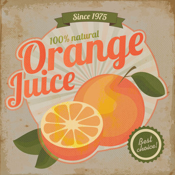 Orange juice retro flyer vintage illustration