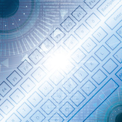 llustration of high tech keyboard with binary number