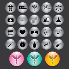 Abstract metal medical icons background