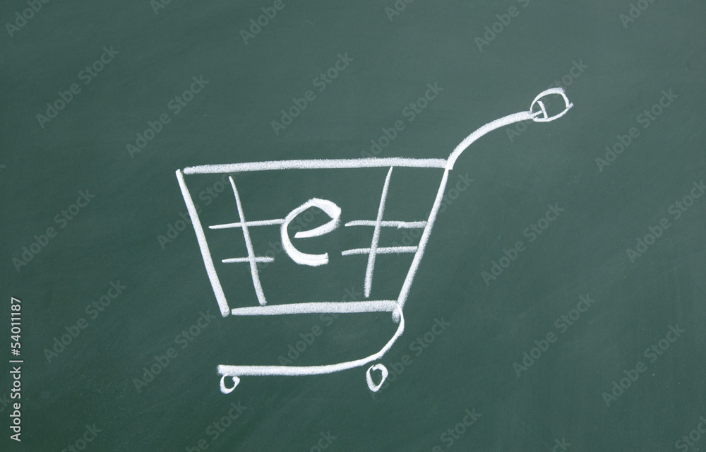 Wall mural online shopping cart sign