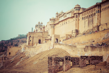 Fototapeta premium Sunrise light over Amber Fort in Jaipur, Rajasthan, India