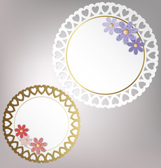 Round card with flowers. Vector illustration