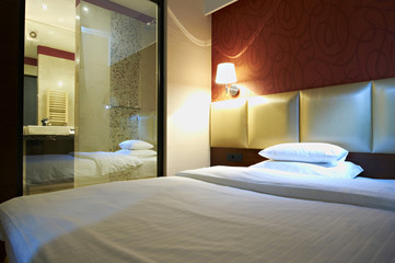 Double bed hotel room