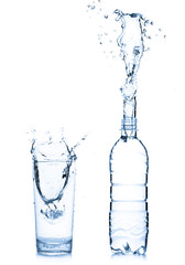 water glass and bottle