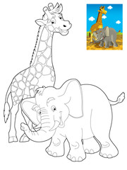 Cartoon safari - coloring page - illustration for the children