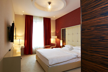 Double bed hotel room