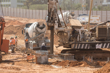 Fototapeta premium Laying of new high-speed roads in Israel.