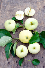 Fototapeta na wymiar Fresh apples on the wooden table