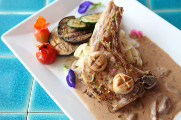 Grilled Porkchop with spaghetti