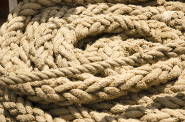 Fototapeta na wymiar Ropes on a ship deck