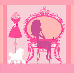 make up at home , silhouettes vector illustration