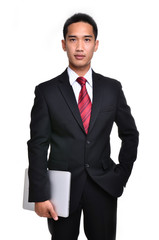 business man with laptop isolated