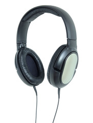 Fototapeta na wymiar black headphones isolated on white background