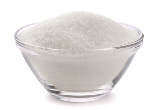 Sugar in glass bowl