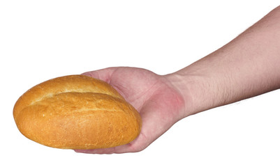 buns bred in hands on the white background