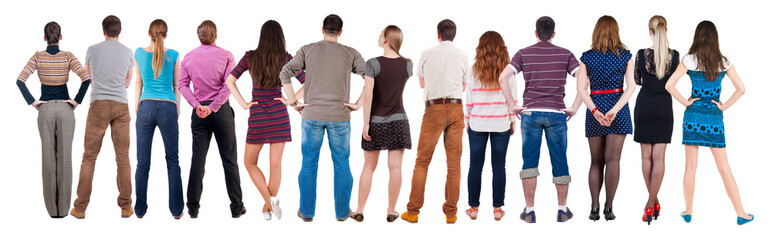 Obraz premium Back view group of people looking